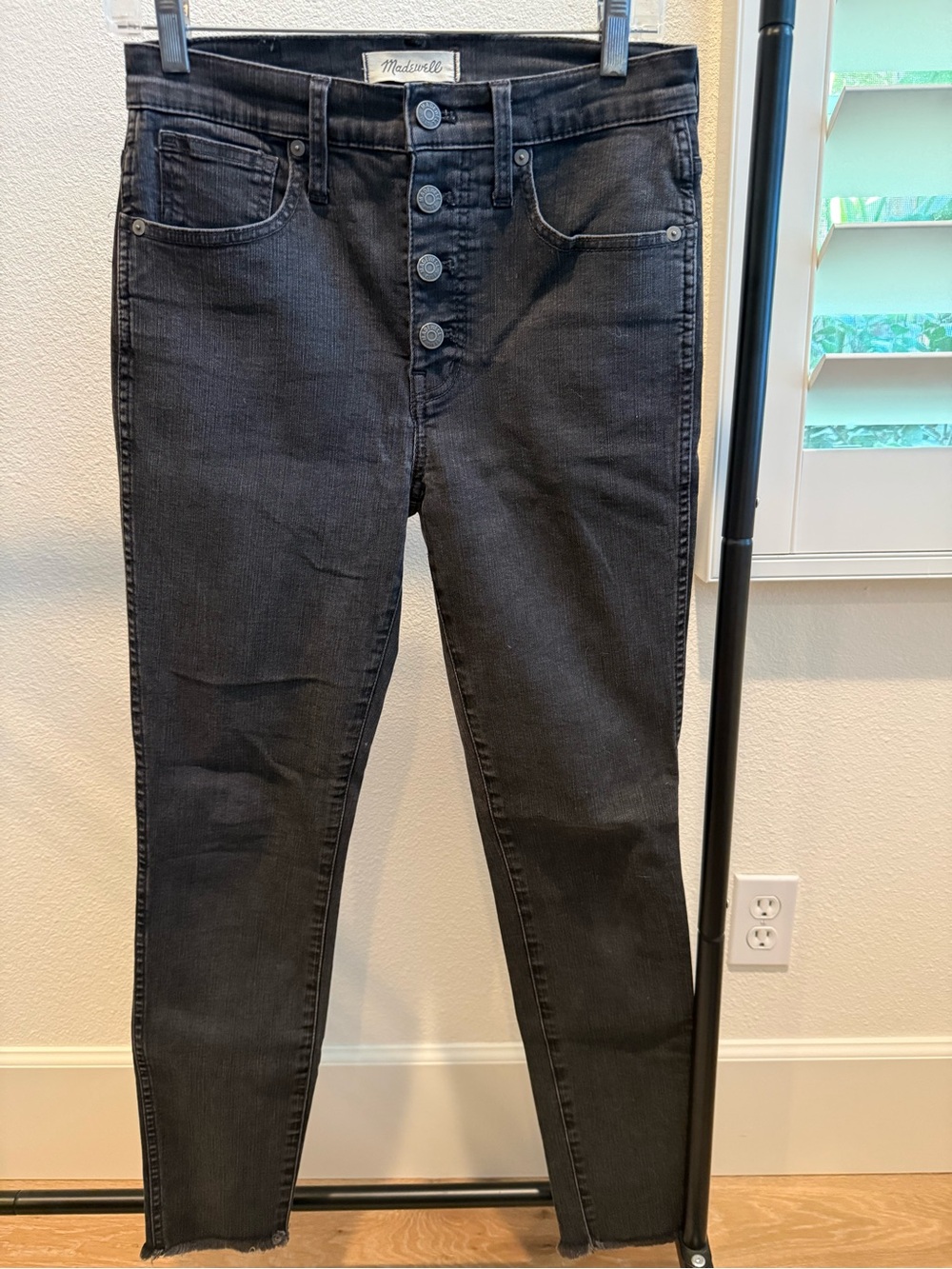Madewell Black High-Rise Button-Front Skinny Jeans